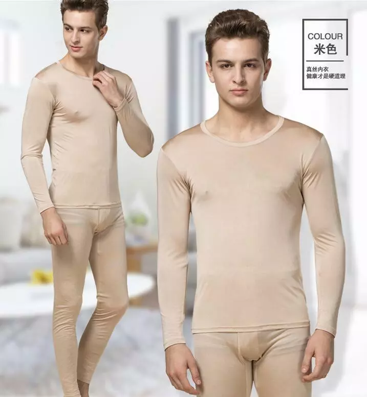 100% Pure Silk Men's Base Layer Long Johns Warm Thermal Underwear