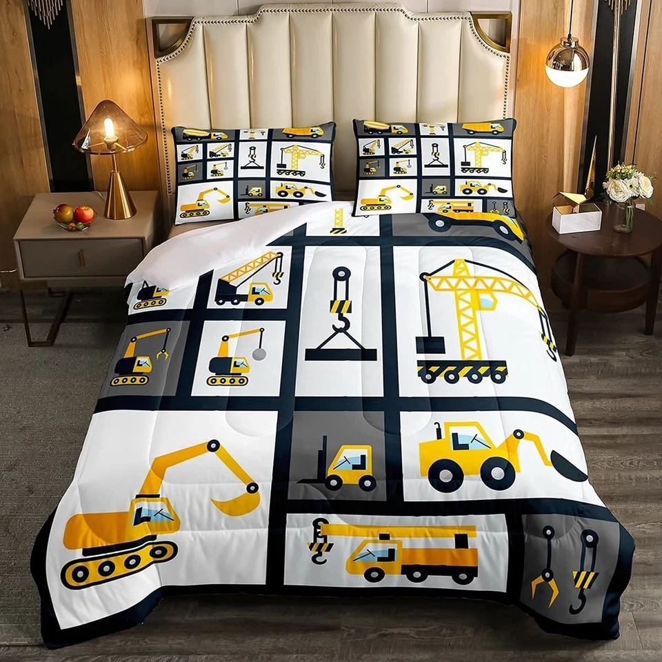 Juego de cama de construcción Feelyou niños tamaño doble niños maquinaria camión confort... Foto 2 de 4