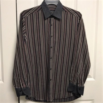 Xacus Multi Color Stripe Cotton Long Sleeve Mens Dress Shirt Size 15.5