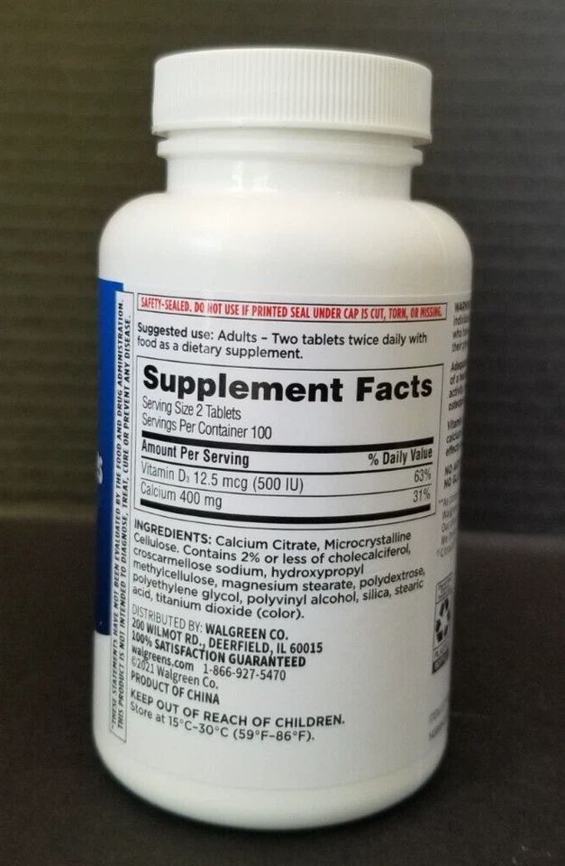 2x Walgreens (Citracal) Calcium Citrate Petites + Vitamin D3 200 Tablets 11/25 - Image 3 of 4