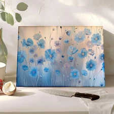 Cornflowers - Tampered Glass Cutting Board, Appetizer Cheese Charcuterie Tray