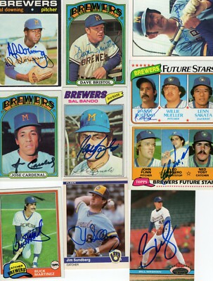 Autographed Brewers Cards 1970's 80's 90's 2000's 20% OFF after 4 cards