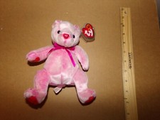 2001 Romance Pink Red Heart Nose Valentine's Teddy Bear Ty Beanie Baby