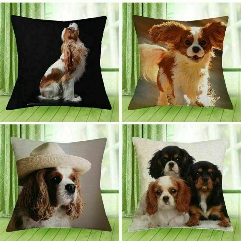 18''Cavalier King Charles Spaniel Cushion Cover Pillowcase Sofa /Car/Home Decor - Image 4 of 4