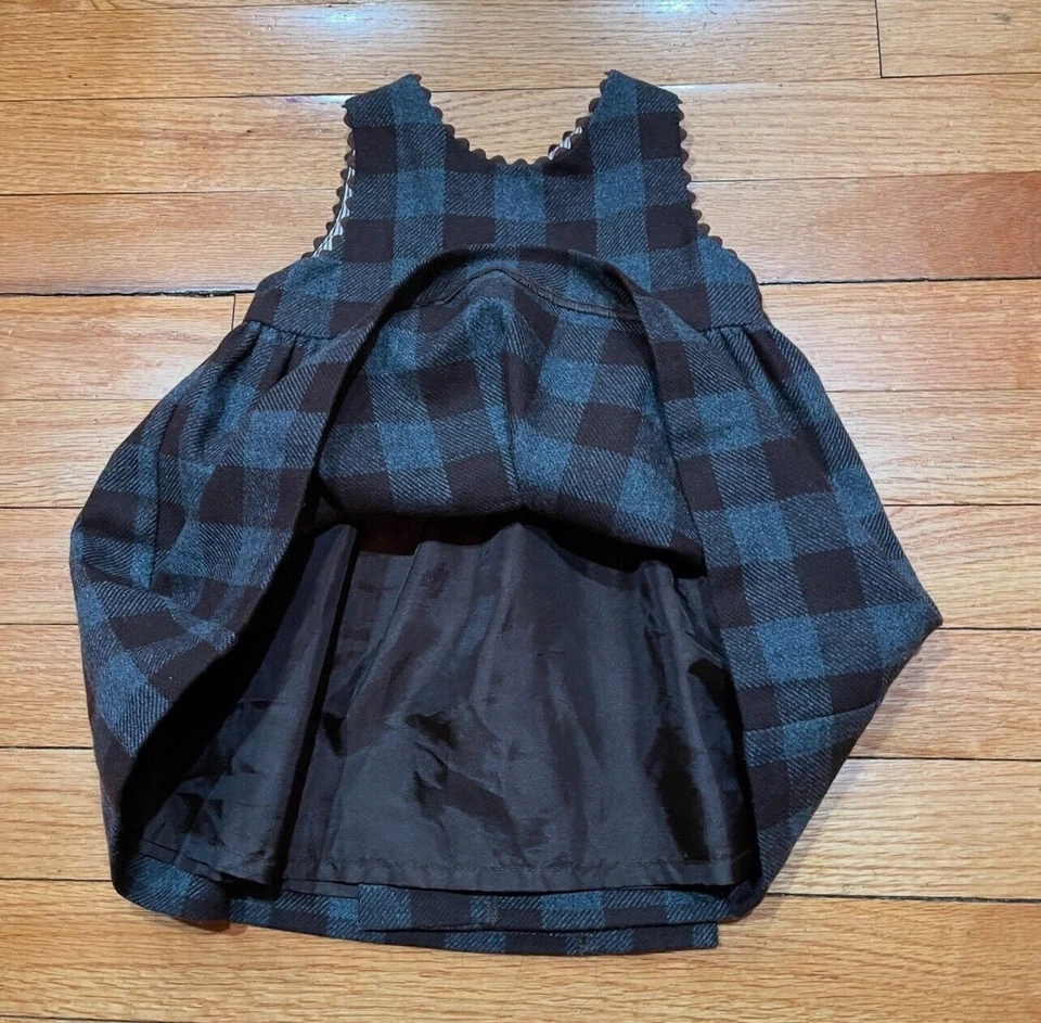 Vestido Jacadi Paris Bebé Niña Preppy Delantal Talla 6M Mezcla Lana Excelente Estado Foto 4 de 4