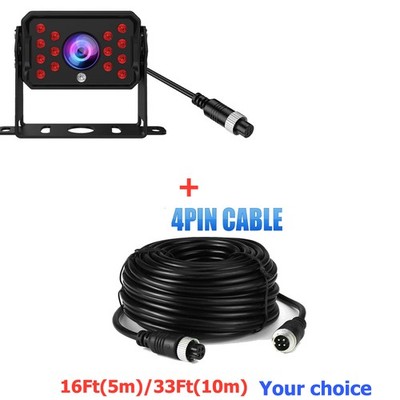 Car Rear View Reversing Backup Camera 4Pin System + 16Ft/33Ft Cable For RV Truck