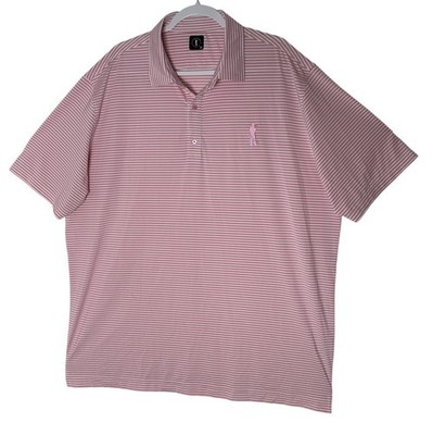 U Suck At Golf Apparel Polo Shirt Mens XL Pink White Striped Short Sleeve Adult