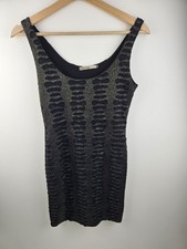 ​Crafted Black & Gold Glitter Mini Dress Scoop Neck Christmas Bodycon Size 8