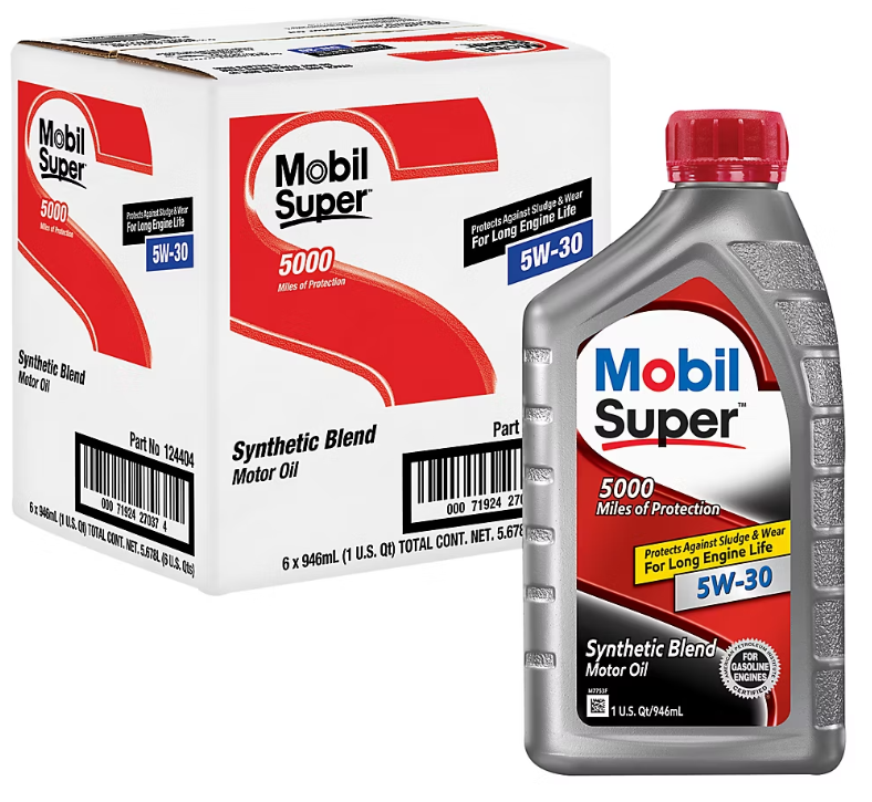 Mobil Super 5000 5W-30 Synthetic Blend Motor Oil, Case of 6-1