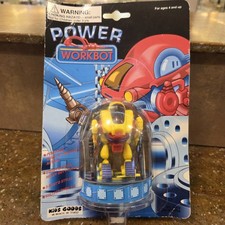 Vintage Power Workbot Wind Up Robot Toy Yellow Red Carded Kids Goods 1990s