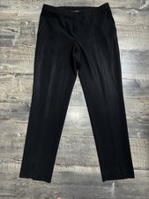 ST JOHN Caviar luxury black wool blend wide leg classic trouser dress pants sz 6
