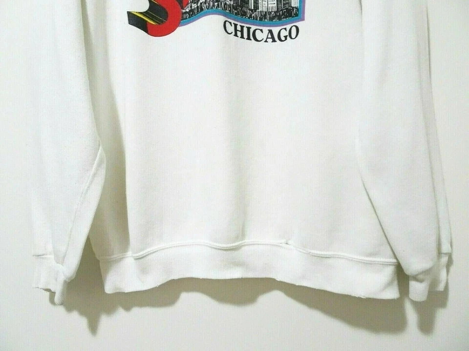 M/L Vtg 90s Snuggery Bar Chicago Superman Thrashed Skate Punk Grunge Sweatshirt - Image 4 of 4