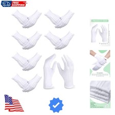 6 Pairs White Gloves Uniform Parade Costume Gloves for Police Server Funeral ...