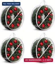 Christmas Wreath Storage Bag - 4 Pack Clear Christmas Wreaths Container