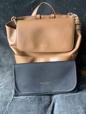 Mina Baie Diaper Bag Backpack Brown Vegan Lea...