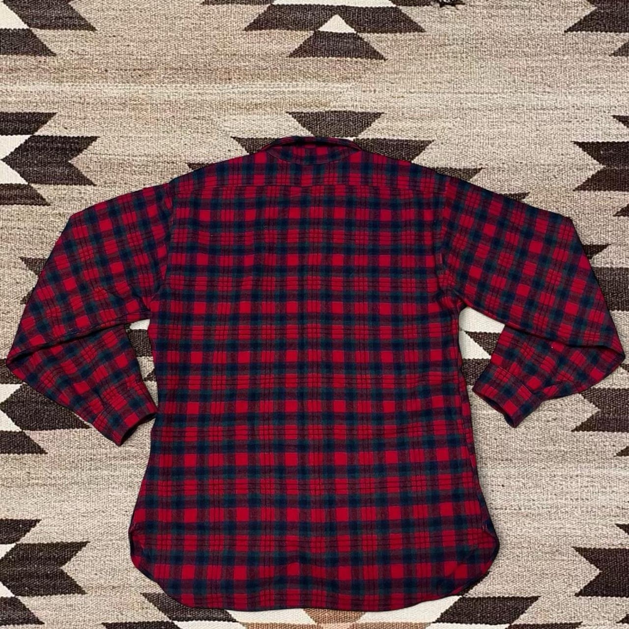 Vintage Pendleton Button Up Flannel Wool Plaid 80… - image 2