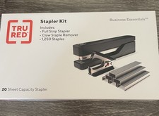 TRU RED Desktop Stapler Kit 20-Sheet Capacity Black TR58081