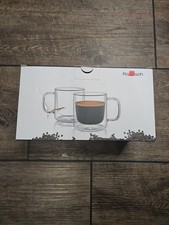 Glass Coffee Mugs Double Wall Durable Hot Or Cold 8 Oz Dishwasher Safe NEW