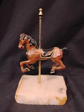 Vintage Mario Jason SIGNED Original Carousel Horse Sculpture on Onyx 8" Tall