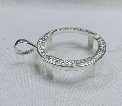 925 Sterling Silver Custom Coin Frame Jewelry, DIY Round Blank Bezel Pendant