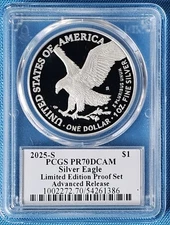 2025 S US MINT LIMITED EDITION SILVER PROOF SET $1 ASE PCGS PF70 ADVANCE RELEASE