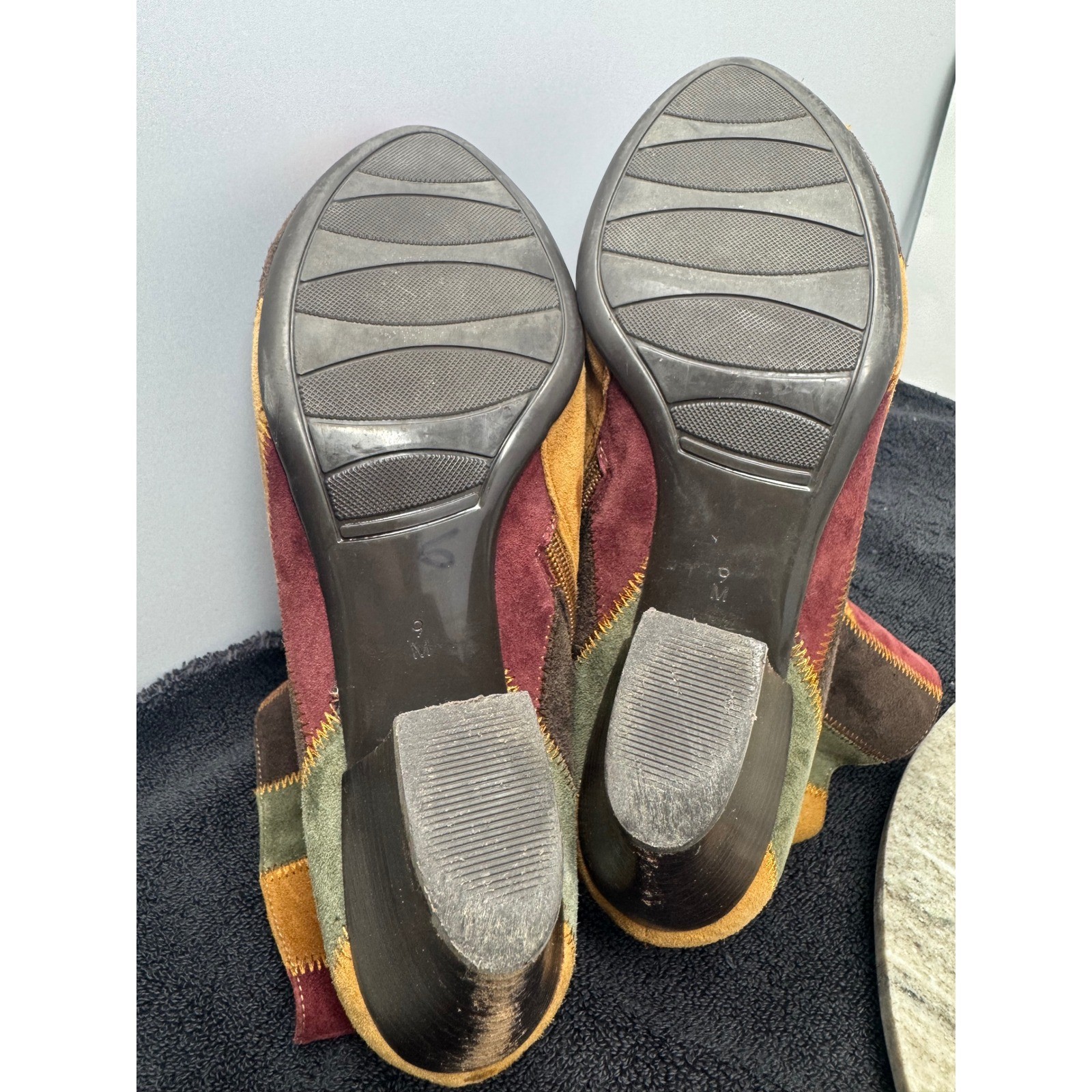 Van Eli Patchwork Suede Block Heel Ankle Boots Wo… - image 14