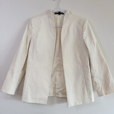 Linda Allard Ellen Tracy Ivory Jacquard Open-Front Blazer 12 Tailored