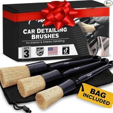 Car Detailing Brush, 3 Pack Natural Boars Hair Detailing Color: Black 3 Pack 