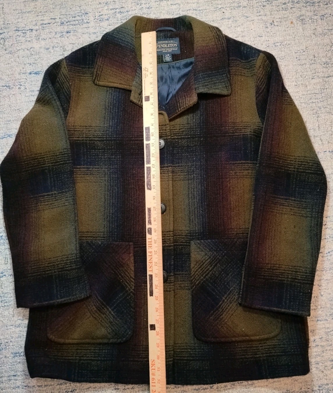 pendleton wool blend Topper Coat Large Olive Gree… - image 14