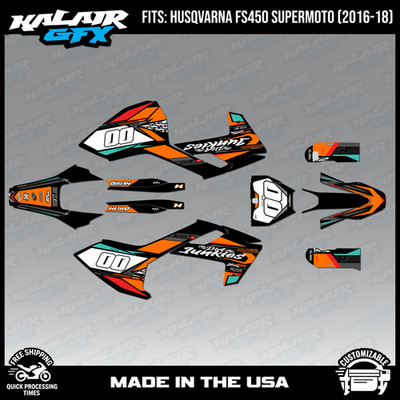 Graphics Kit for Husqvarna FS450 Supermoto (2016-2018) Rugged-ORANGE