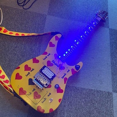 Fernandes Guitar Humbucker with LED Neck, Black Heart! Floyd Rose