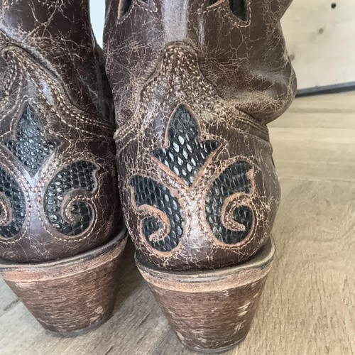 Botas Corral para mujer talla 8 marrón envejecido vaquero occidental punta corta incrustación 70797 - Imagen 6 de 24