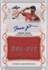 2018 Leaf Perfect Game National Showcase Orange 1/2 Jason Diaz Patch Auto 1h1