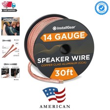 30ft 14 Gauge Speaker Wire - Clear Copper Wire for Car Audio, Home Theater, S...