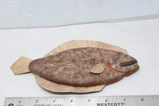 Flounder Ice Fish Spearing Decoy Folk Art Carved By David Blaine Sipler, 8-1/4"