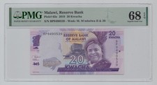 Malawi, 2019, 20 Kwacha – PMG 68	    Shipping  fee combined