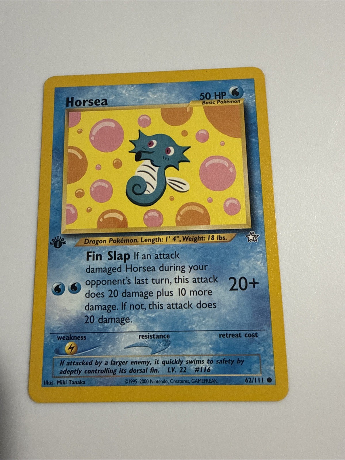 Horsea 62/111  Neo Genesis Pokemon 1st Edition 
