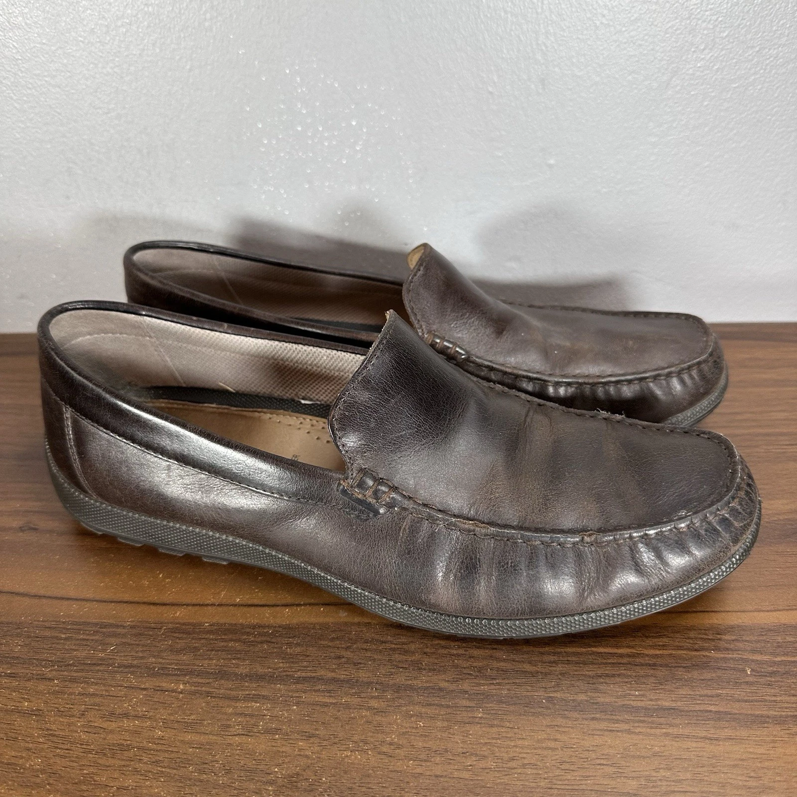 Ecco Shoes Mocassino Uomo 43 (US 9 9.5) Pelle Marrone Mocassino Guida Slip On Comfort