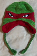 Kids/Boys Teenage Mutant Ninja Turtles Raph Knit Ear Beanie Cap Hat - Raphael