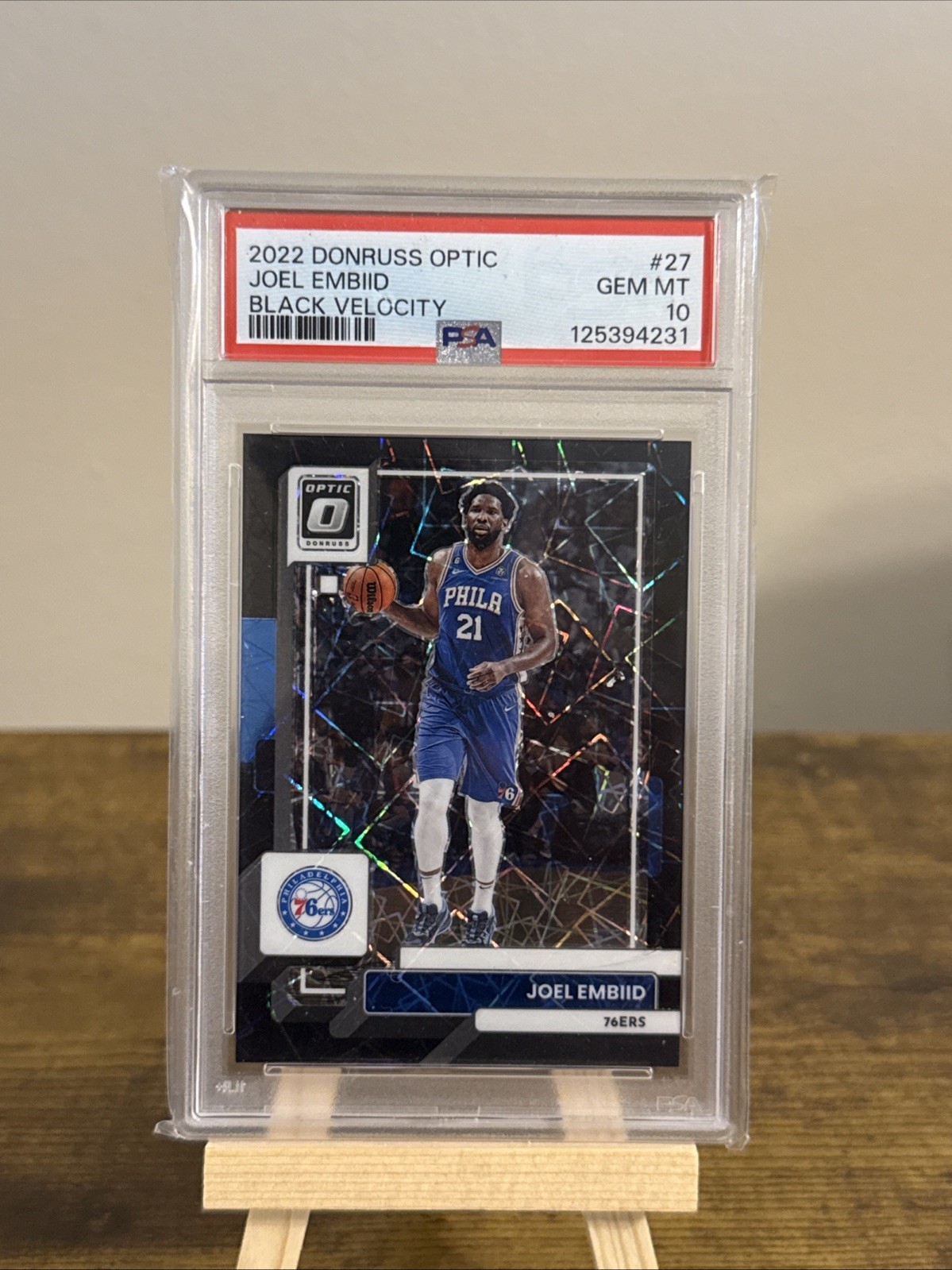 🔥2022-23 Panini Donruss Optic #27 Joel Embiid Black Velocity Prizm /39 PSA 10🔥