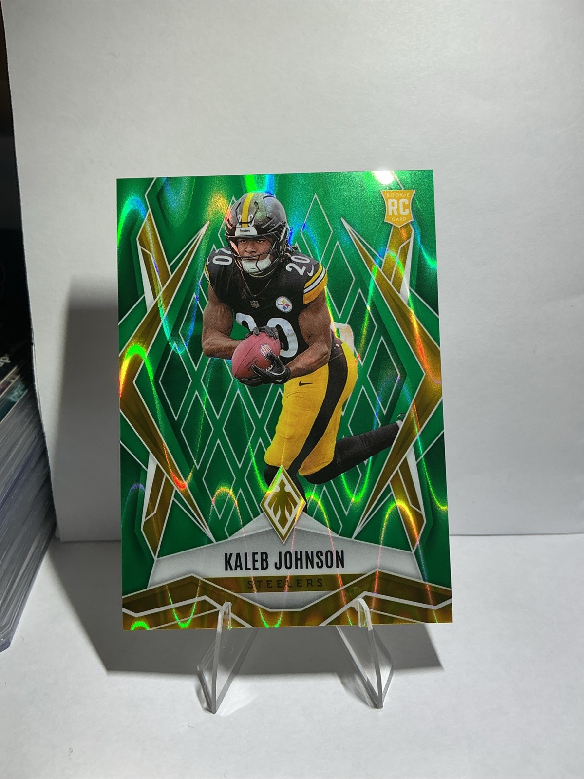 2025 PANINI PHOENIX 182 KALEB JOHNSON GREEN SEISMIC RC 4/25 PITTSBURG STEELERS