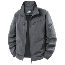 Men's windproof work jacket, casual sportswear with stand-up collar