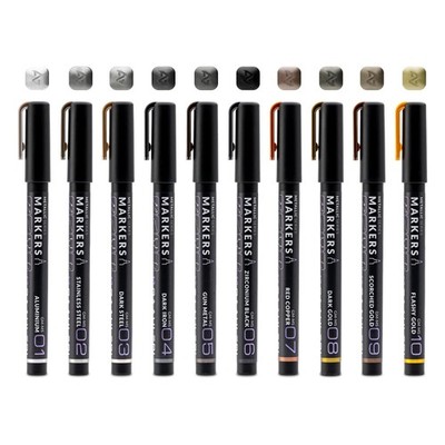 Water Based Acrylic Ink Metallic Series Markers Paint Pens Art Craft GM-Set