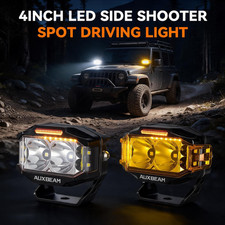 Auxbeam 4inch Side Shooter Led Work Driving Fog Light Spot Pods Amber Drl Cover