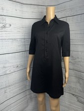 VTG Stefanel Black Polo Shirt Dress L Made in Italy Preppy Minimalist Luxury