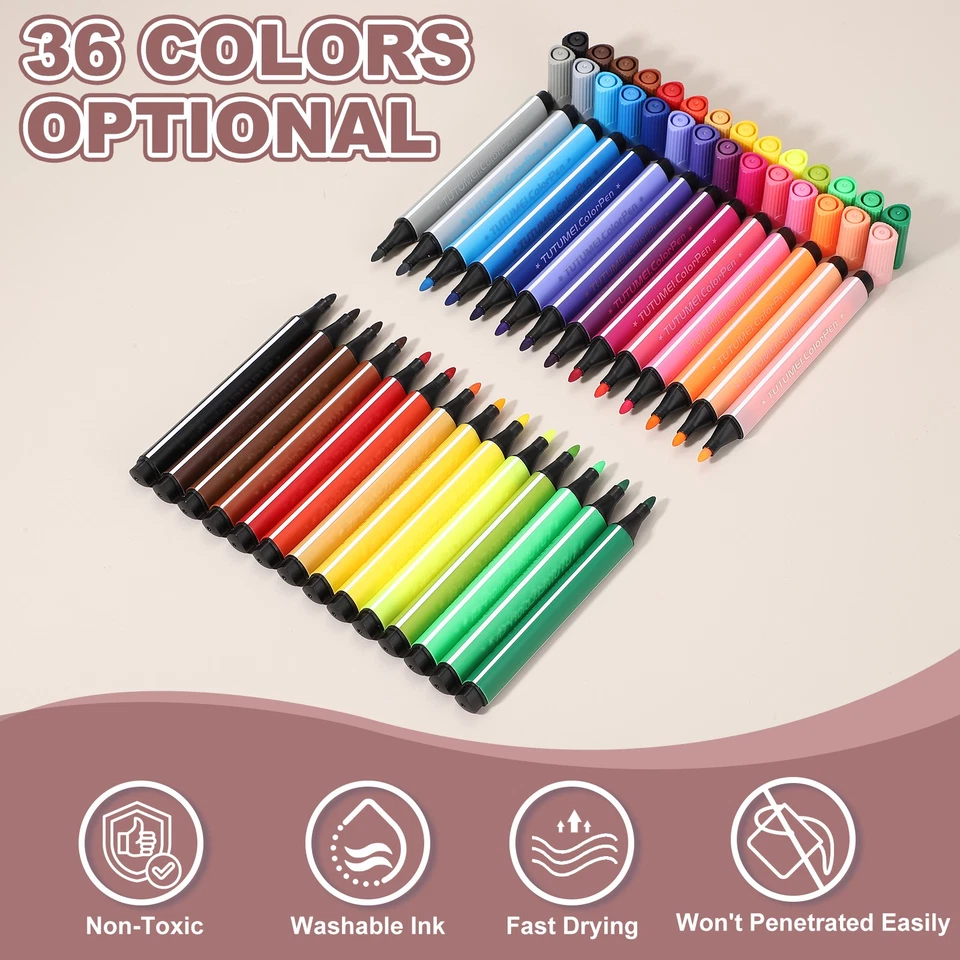 Marcadores de colores, marrón oscuro paquete de 6 marcadores de color lavables bolígrafos de acuarela Foto 3 de 4