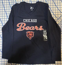 Chicago Bears G-III 4Her Womens V-Neck Long Sleeve Shirt Size Medium 100% Cotton