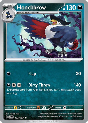Honchkrow 132/193 Uncommon Paldea Evolved Pokemon Near Mint