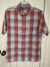 Van Heusen Men's Button-Down Collar Short Sleeve Shirt Plaid Size M