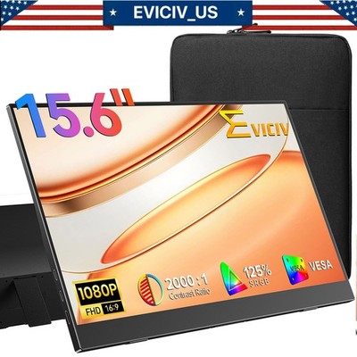 EVICIV Portable Monitor 15.6'' 125% sRGB 1080P Laptop Monitor, 350 Nits 2000:1 US